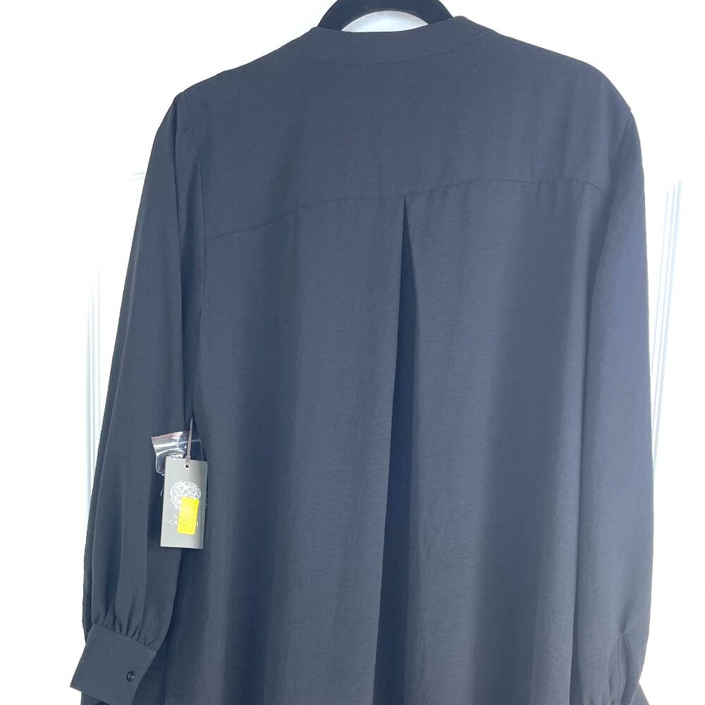 Vince Camuto Black Pintuck Shirt Dress – Size 1X – Long Sleeve Minimalist Tunic - Picture 6 of 12